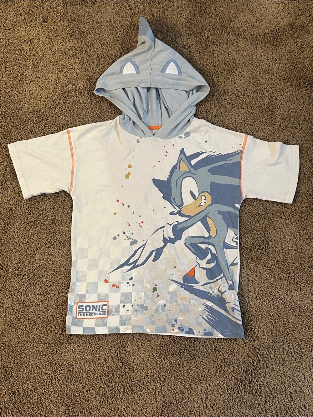 Kids Sonic Hooded Short-Sleeve Tee in Light Blue